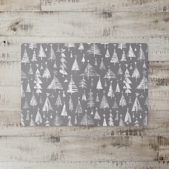 Gray Sketched Winter Trees Floor Mat